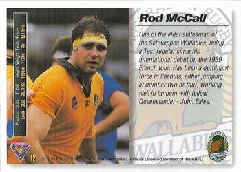 1995 Futera Rugby Union #12 Rod McCall Back